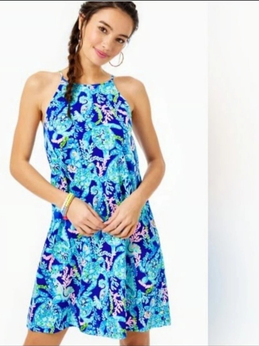 Lilly Pulitzer Margot Swing Dress Corsica Blue Turtle Villa Size Large